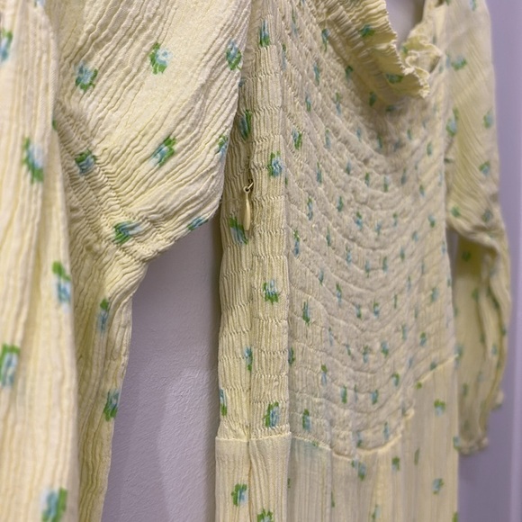 Faithfull the Brand Lemon Floral Smocked Dress - medium - 3/4 sleeve - Picture 7 of 8